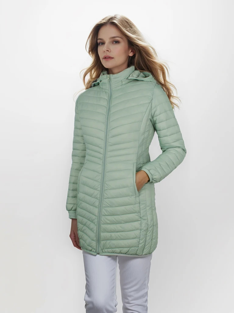 Daline | Veste Hivernale Légère à Capuche et Fermeture Éclair pour Femme, Coupe Slim et Matelassée