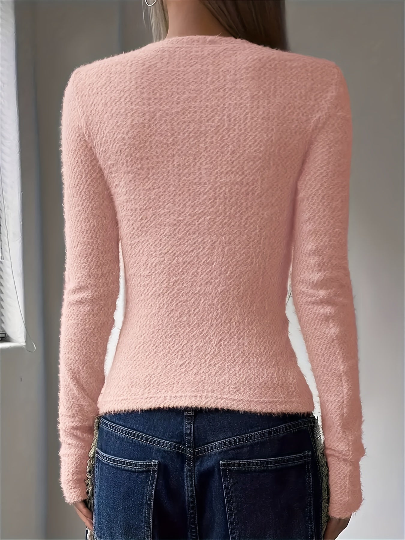 Pull Slim Fit à Col Rond pour Femmes