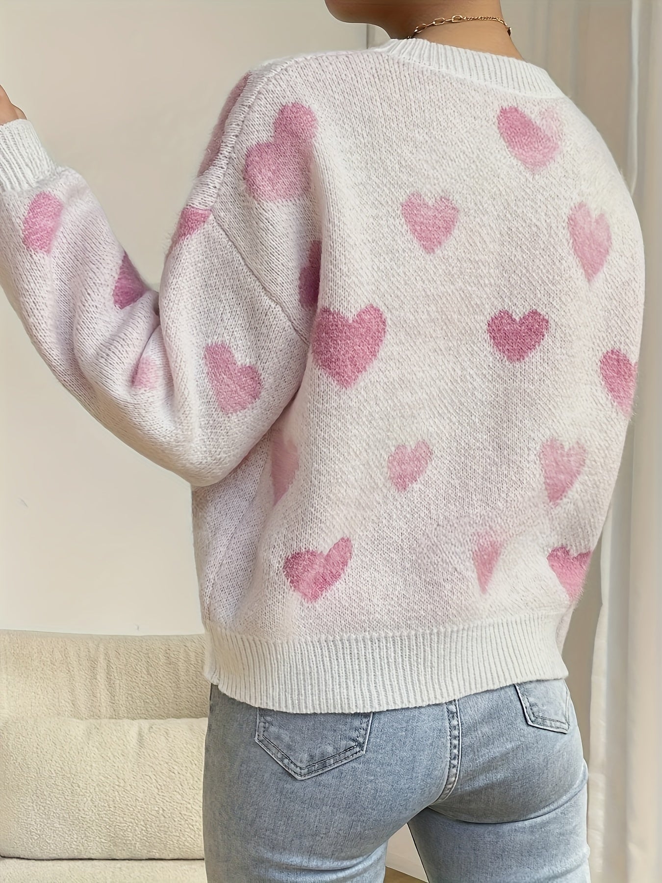 Pull à Motifs de Coeur pour Femmes