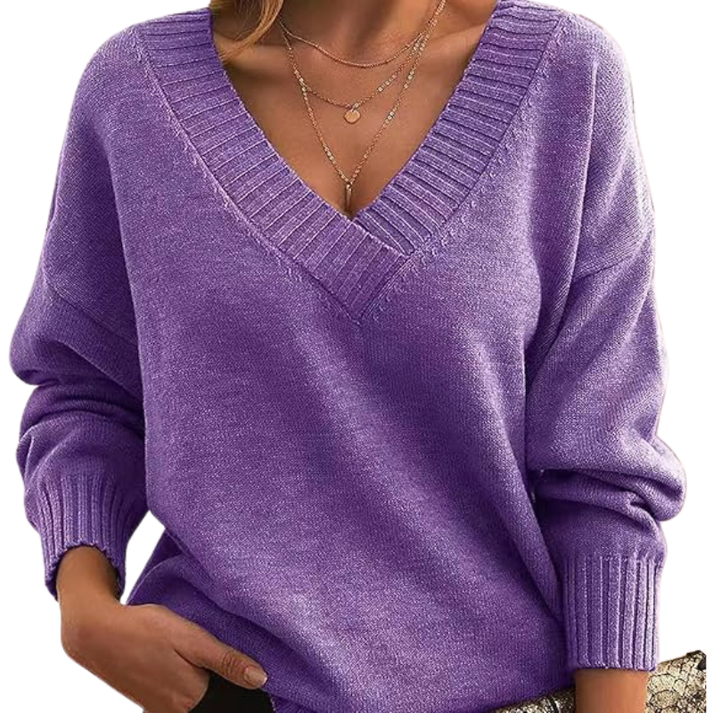 Pull Décontracté Doux Luxe pour Femme à Col en V