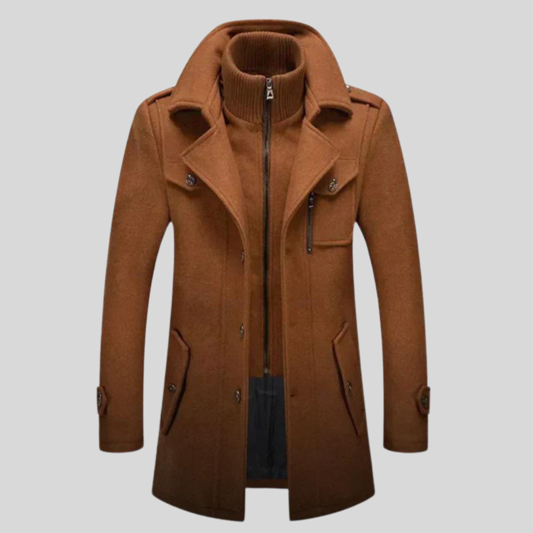 Firmin | Manteau Trench Classique Homme à Col Double, Multi-Poches, Couleur Unie