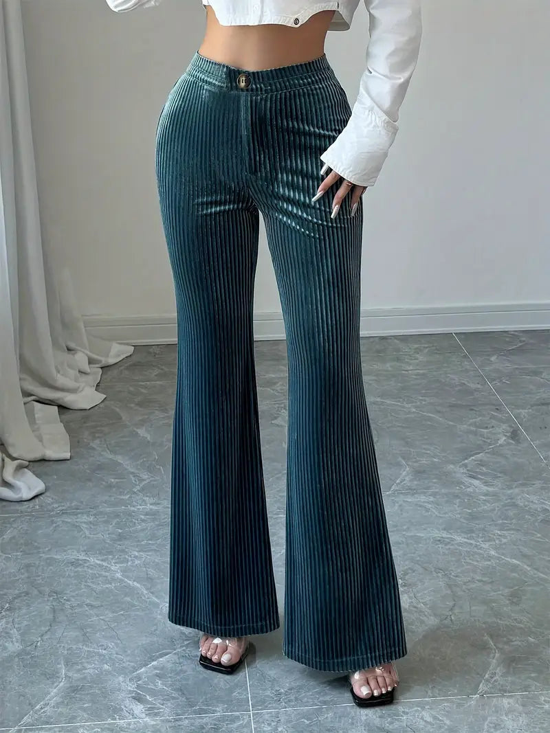 Della - Pantalon uni à jambes évasées