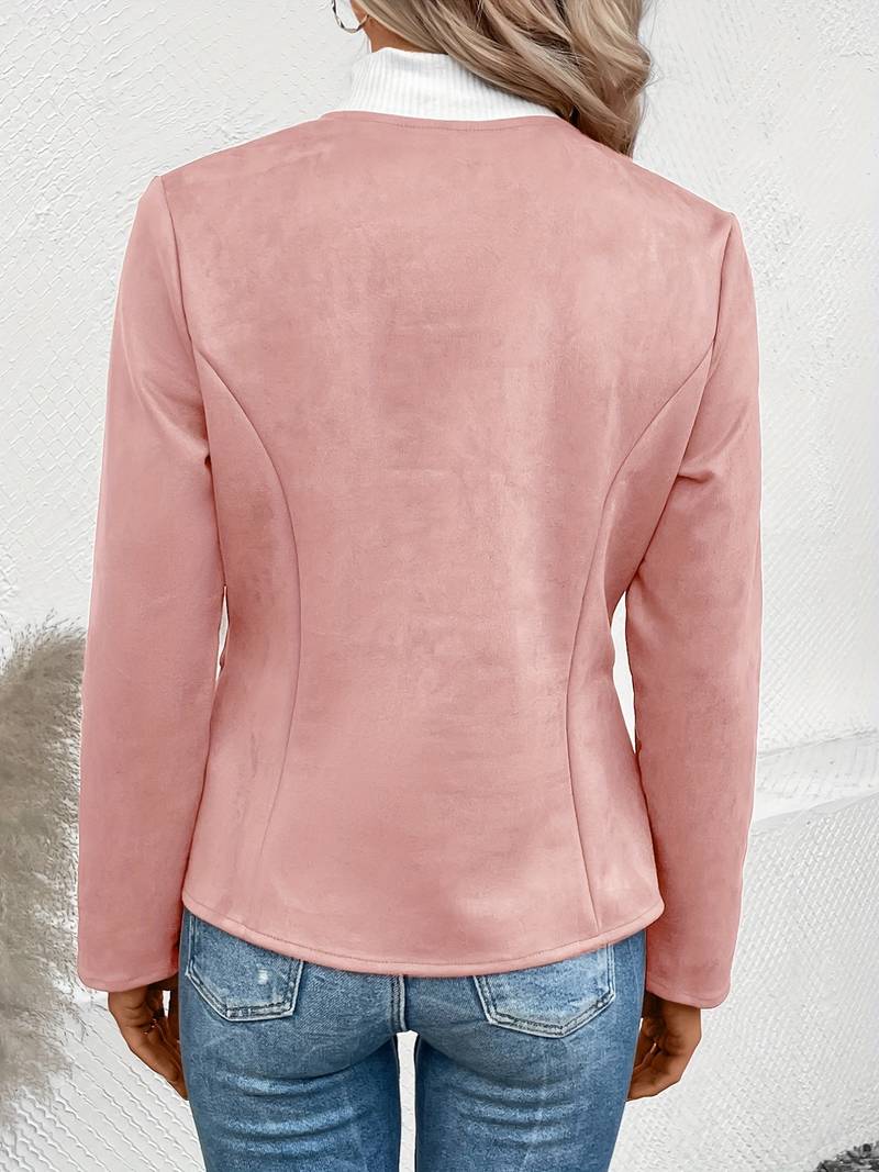 Veste Zippée avec Col Rond pour Femmes