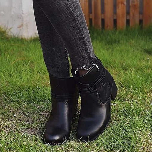 Paloma | Bottines Vintage à Talon Bloc avec Lacets à l'Arrière