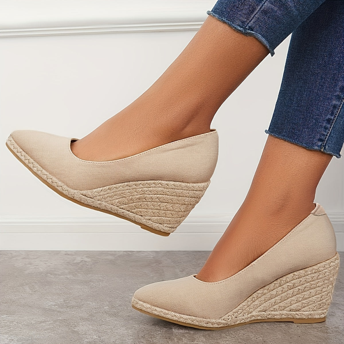 Espadrilles à Talon Wedge à Enfiler pour Femmes