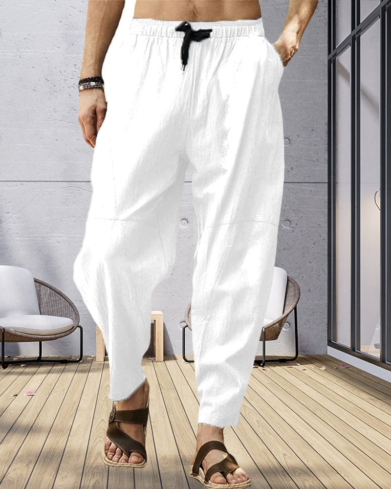 Pantalons Amples en Tissu Aéré Hommes Avec Taille Élastique