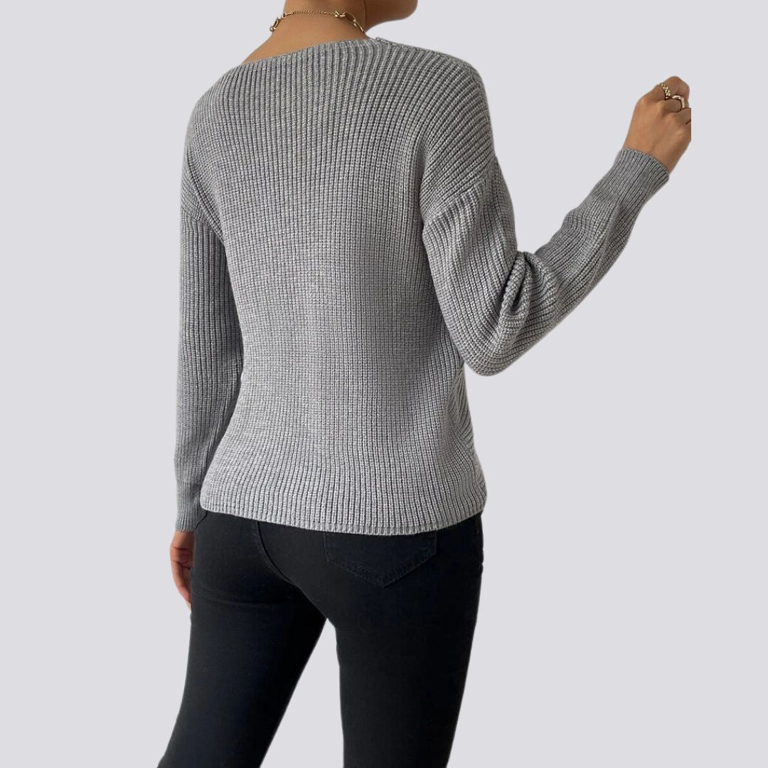 Gigi | Pull en Maille Élégant avec Devant Croisé et Col en V