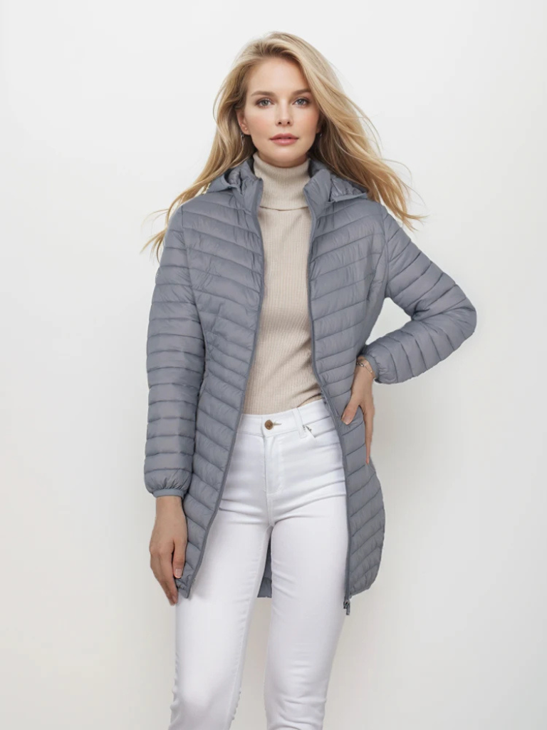 Daline | Veste Hivernale Légère à Capuche et Fermeture Éclair pour Femme, Coupe Slim et Matelassée