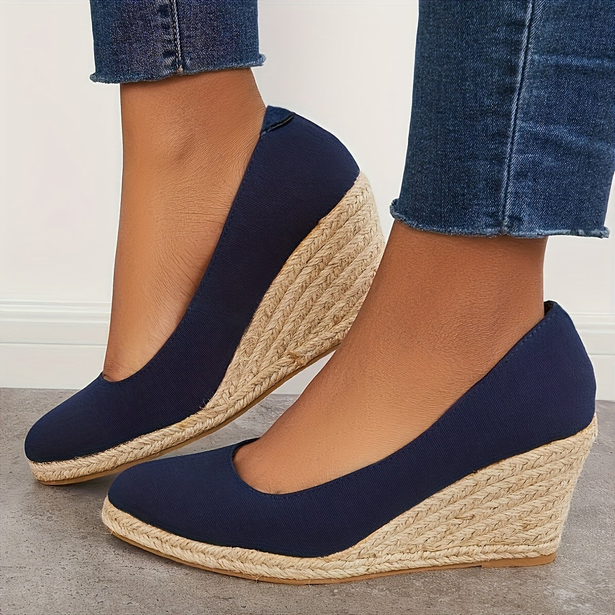 Espadrilles à Talon Wedge à Enfiler pour Femmes