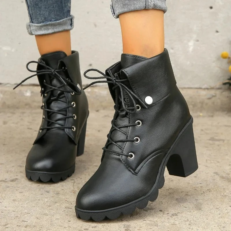 Mazara | Bottines à Talon Bloc avec Lacets pour Femme