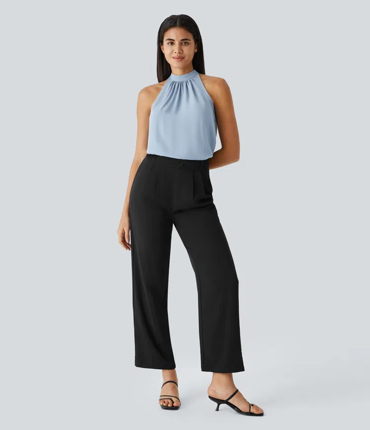 Blouse Halter Élégante Femme à Dos Ouvert