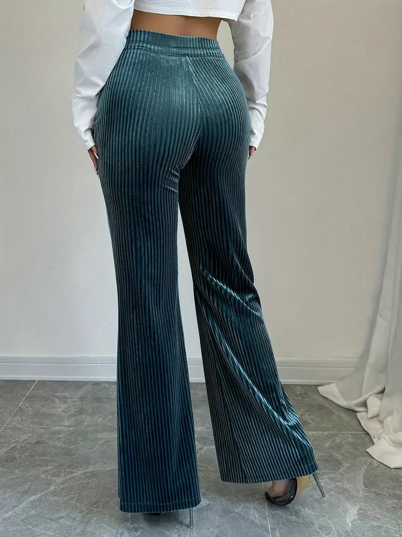 Della - Pantalon uni à jambes évasées