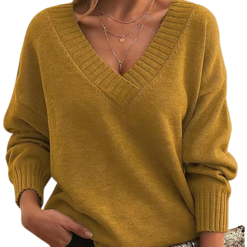 Pull Décontracté Doux Luxe pour Femme à Col en V