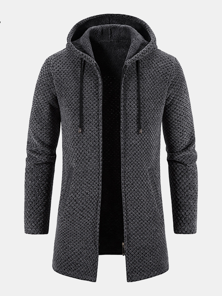 Wim | Manteau long en tricot avec capuche pour hommes