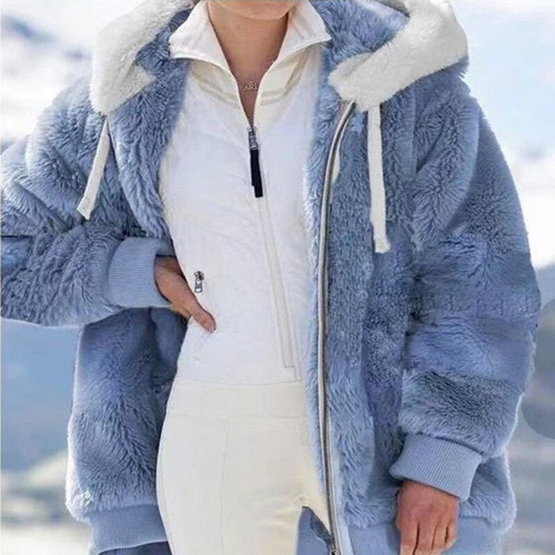 Cardigan Femme Douillet Luxe à Capuche Furry