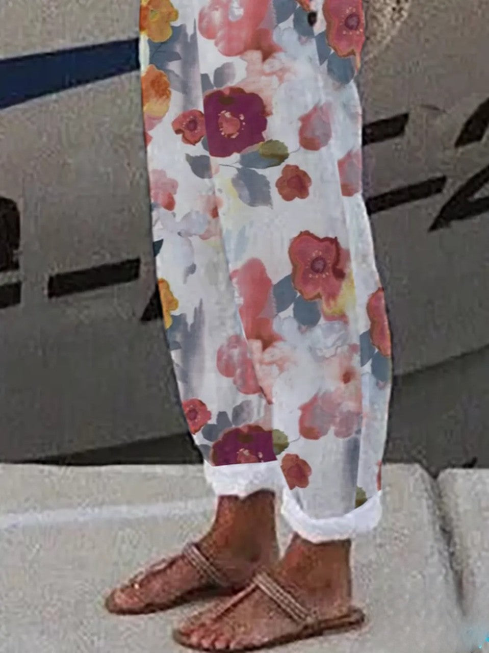 Charlotte - Pantalon grande taille ample, décontracté et floral