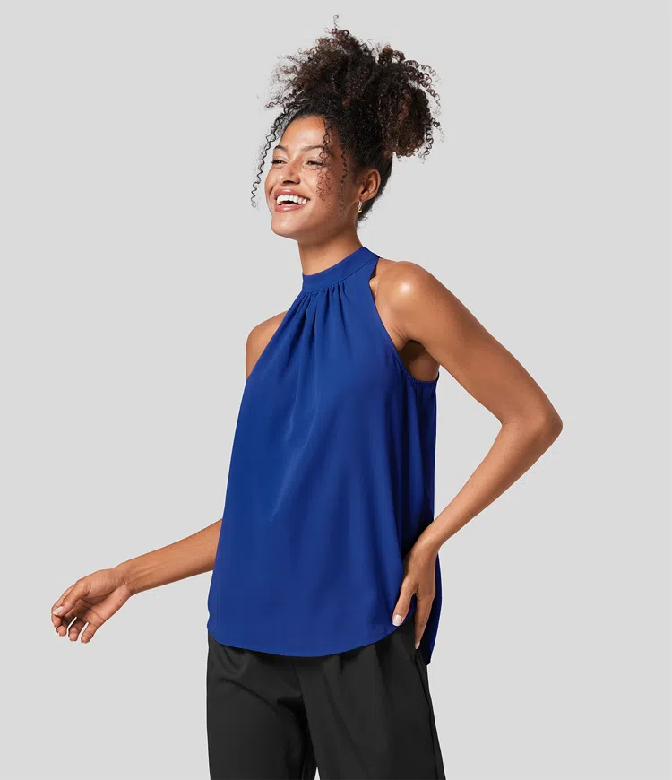 Blouse Halter Élégante Femme à Dos Ouvert