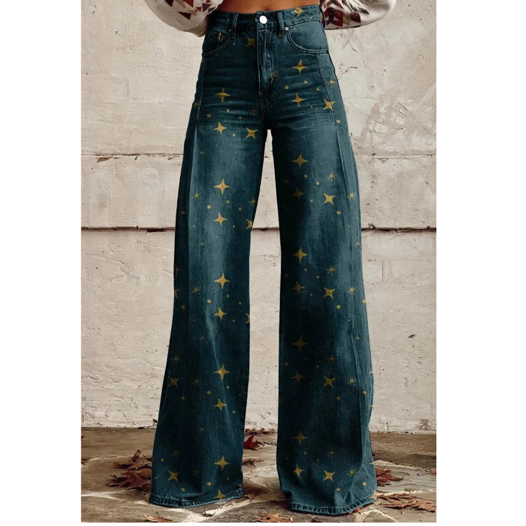 Élisabeth | Pantalon Femme Large avec Motif Vivant