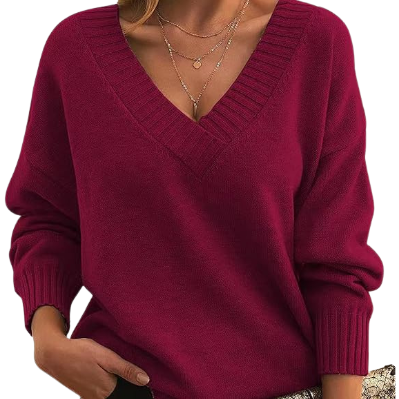 Pull Décontracté Doux Luxe pour Femme à Col en V