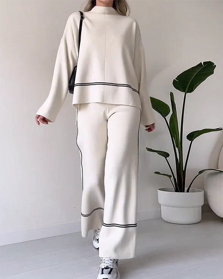 Ensemble pantalon top blanc chaud et stylé femmes