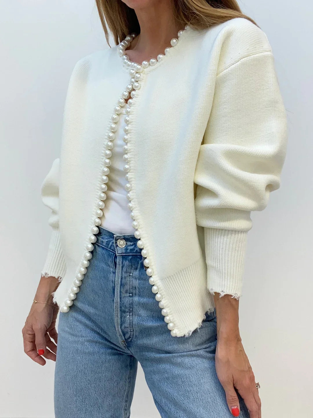 Willene | Cardigan Ouvert en Tricot pour Femme avec Détails en Perles