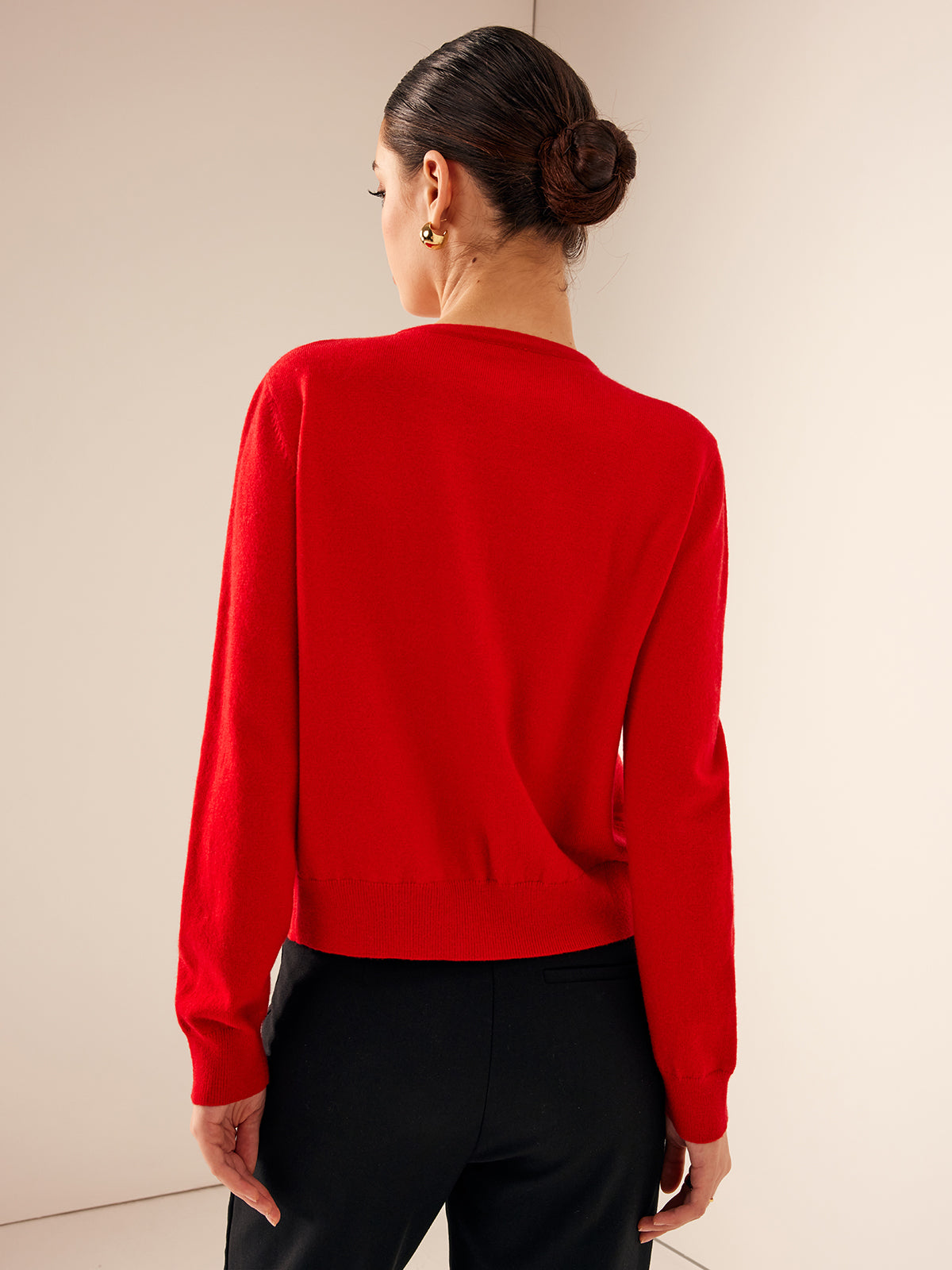 Cardigan boutonné en mélange de laine rouge femmes