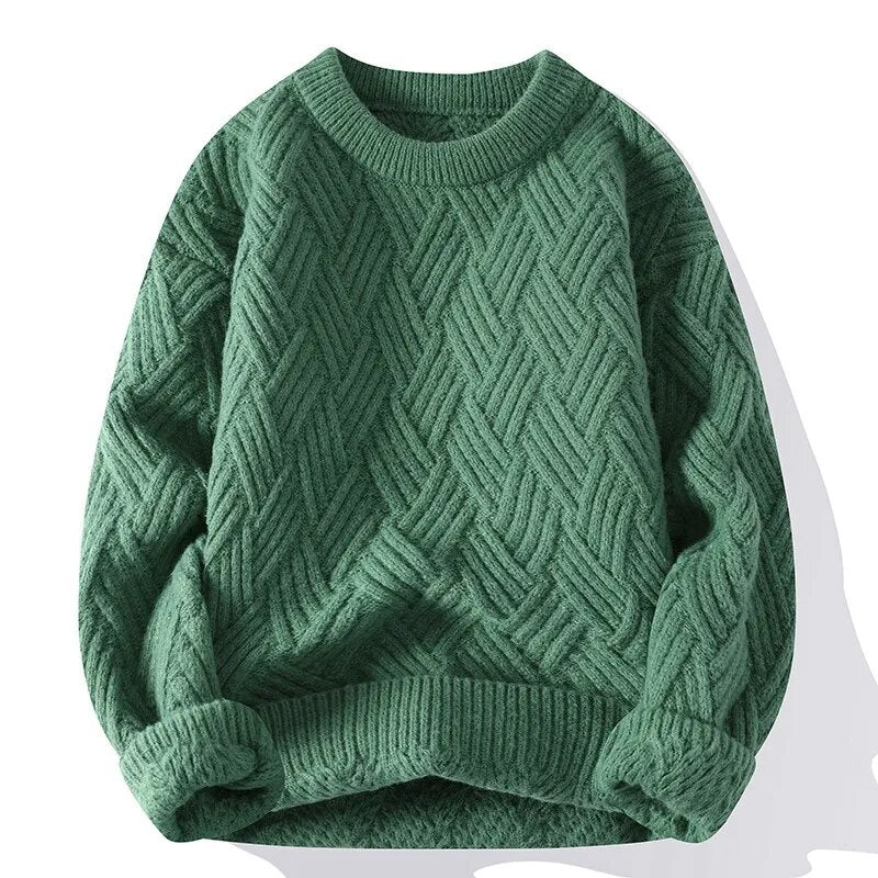 Johny | Pull en maille torsadée vintage pour homme à col rond