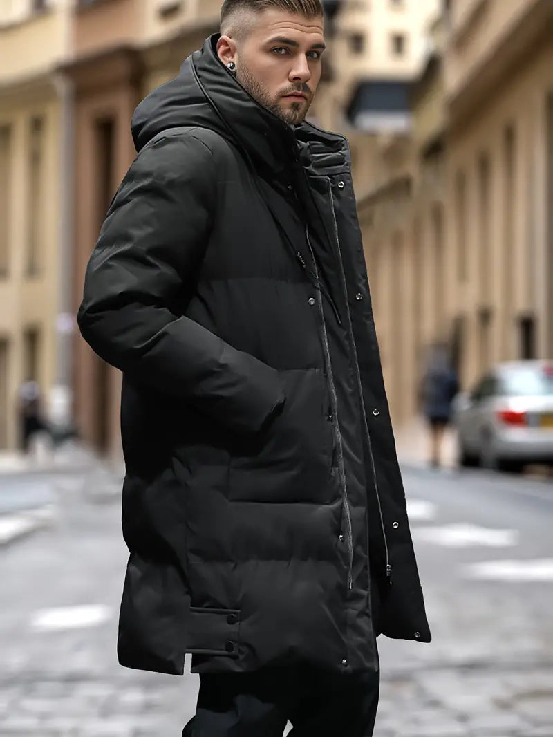 Doriano | Manteau Puffer Homme à Capuche et Fermeture Éclair avec Cordon de Serrage