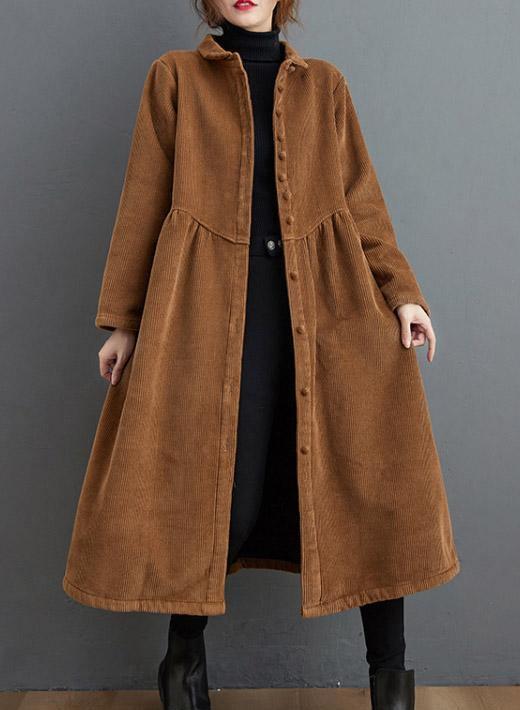 Manteau Long en Velours Côtelé pour Femmes