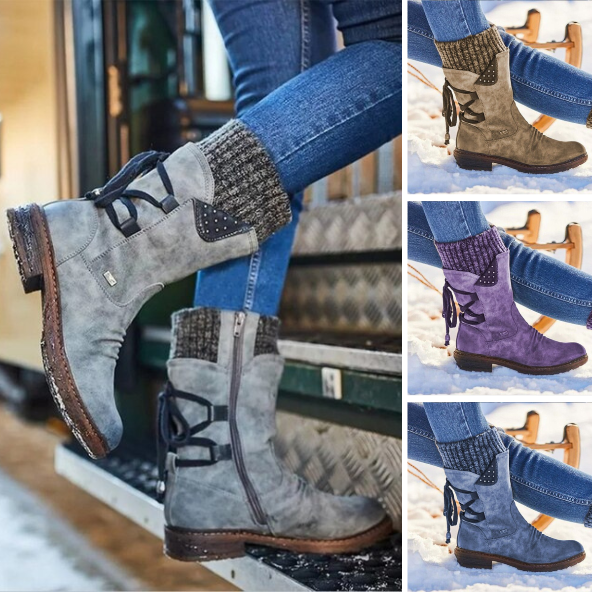 Jenell | Bottes de Neige Mi-Mollet Chaudes et Modernes