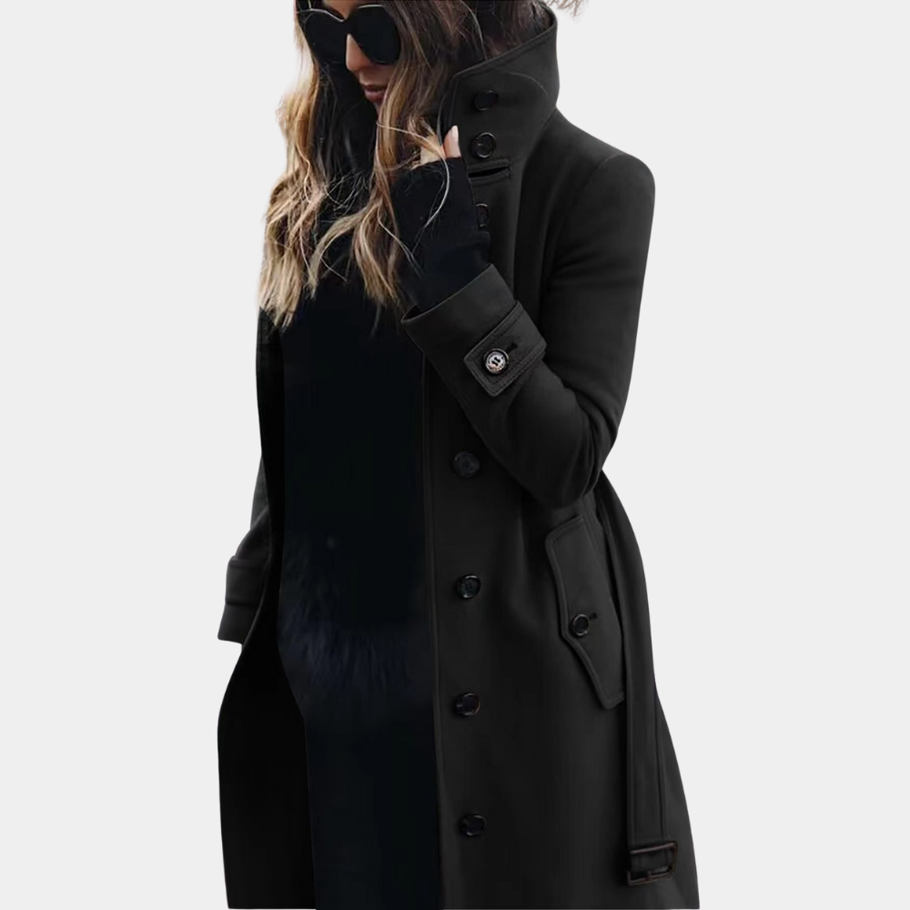 Manteau Trench Ceinturé en Laine Douce Femme