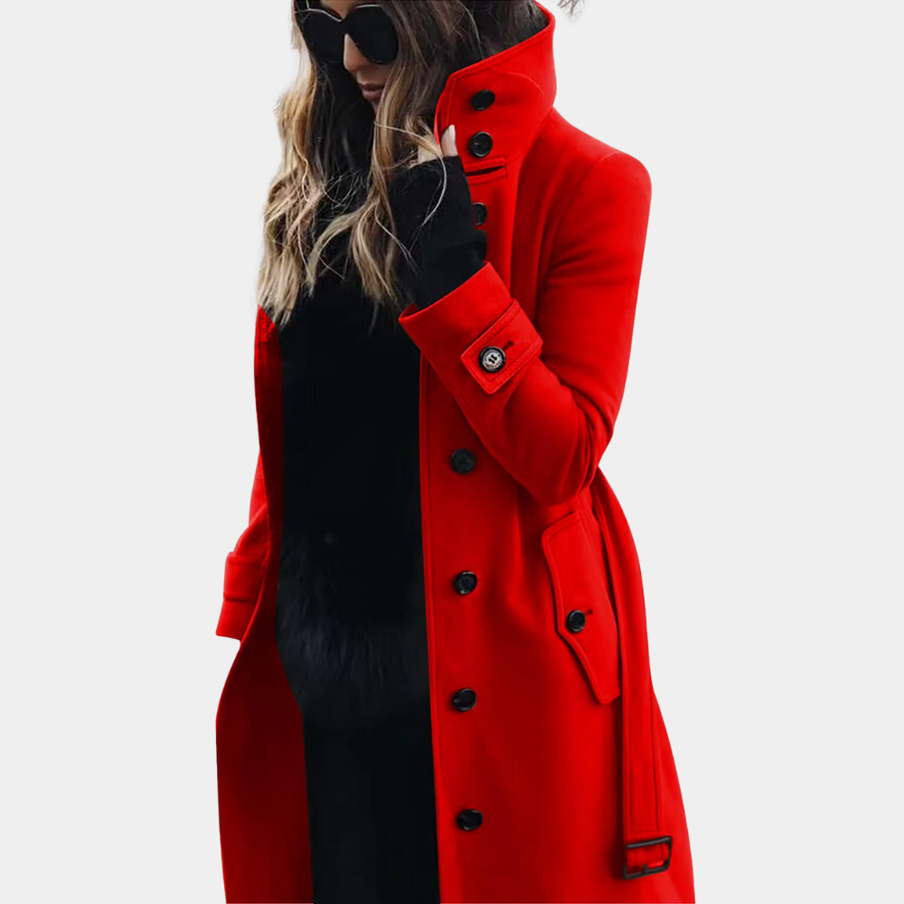 Manteau Trench Ceinturé en Laine Douce Femme