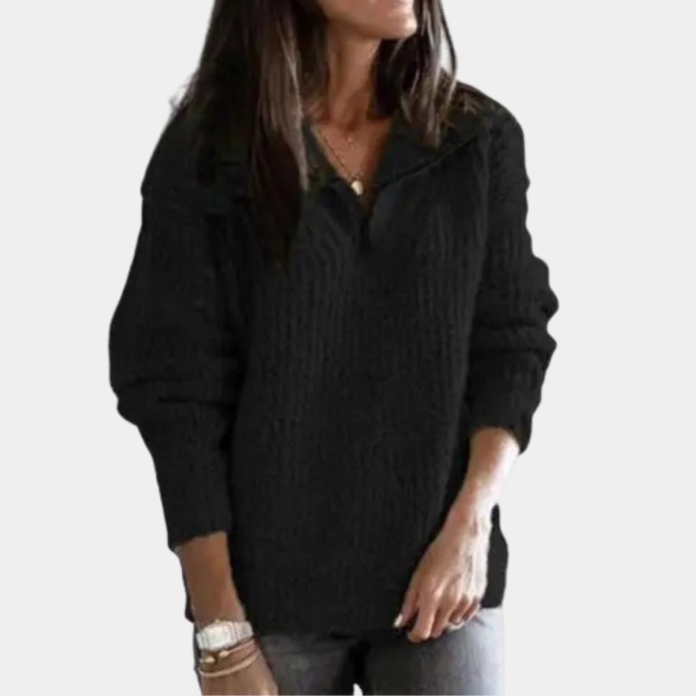 Pull Femme Stylé et Confortable à Demi Zip