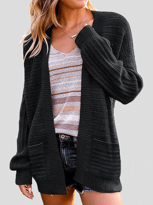 Dorianne | Cardigan Long Ouvert en Maille Texturée pour Femme