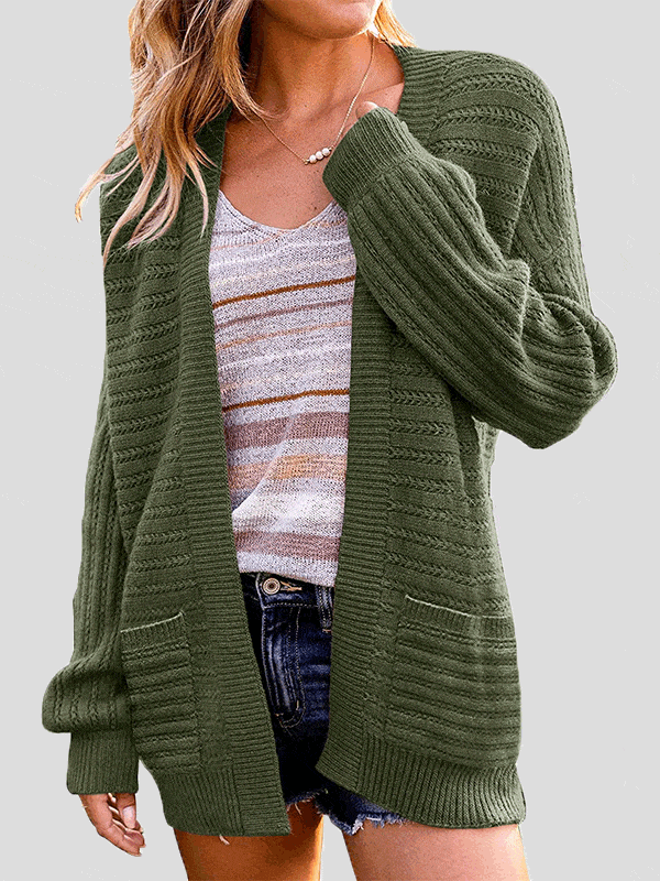 Dorianne | Cardigan Long Ouvert en Maille Texturée pour Femme