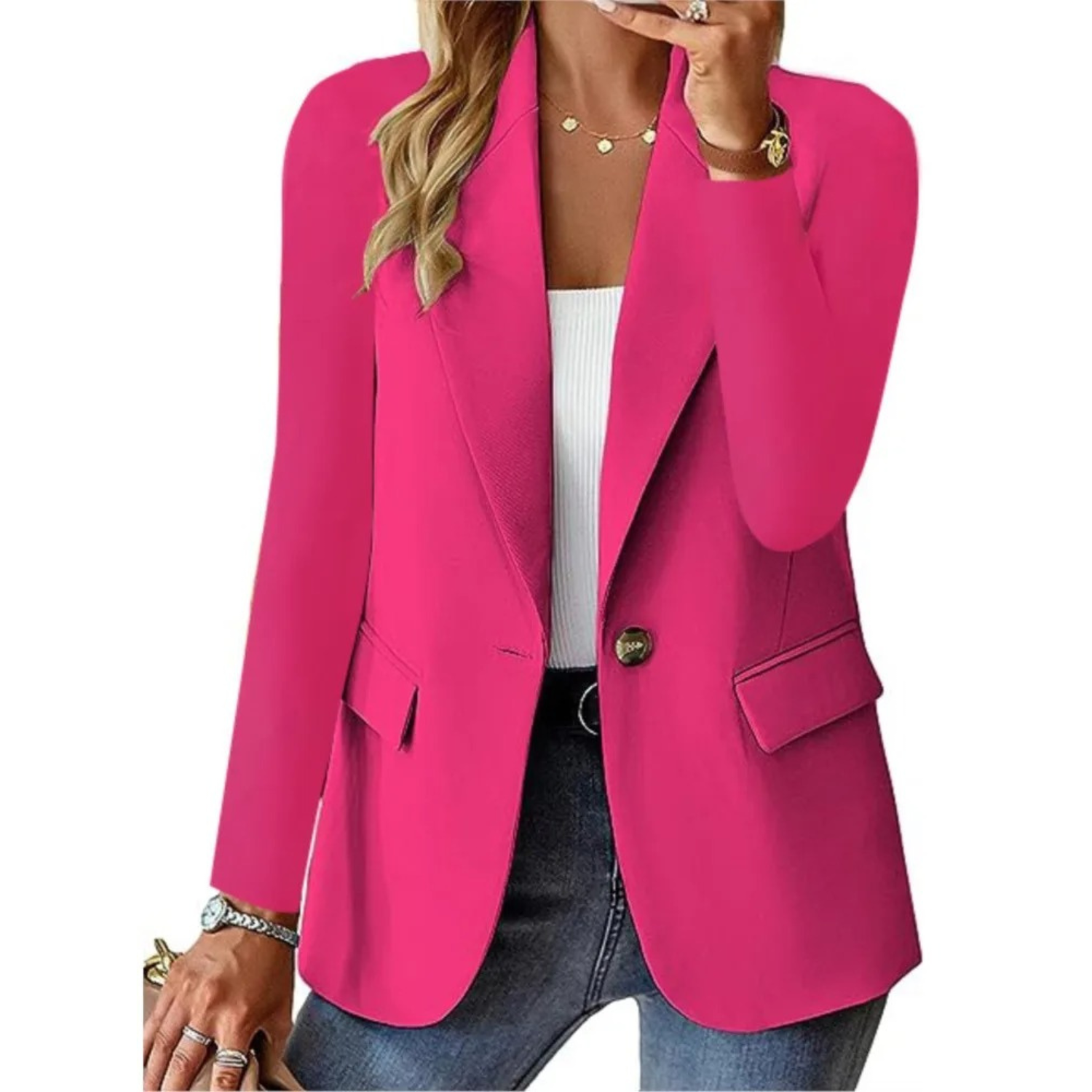 Blazer Chic à Manches Longues Slim Pour Femmes