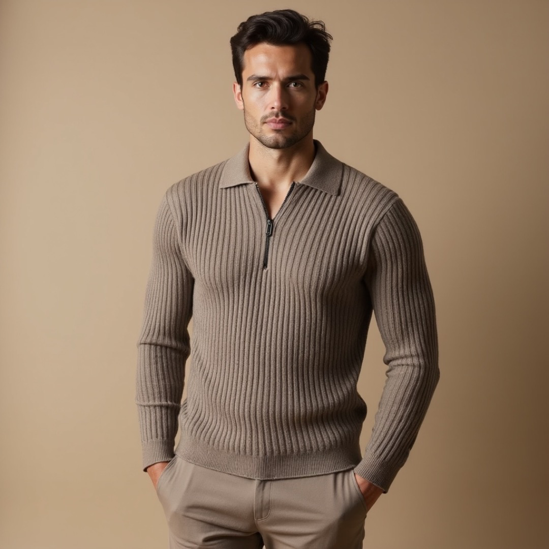 Baptiste - Pull slim fit avec texture côtelée riche, pour un style élégant et moderne