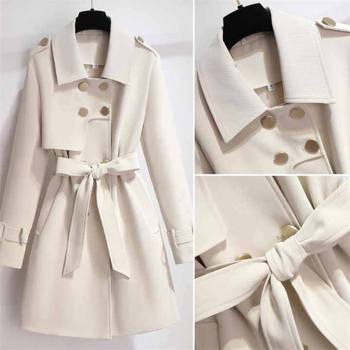 Gracey | Trench-Coat Double Boutonnage avec Ceinture Réglable et Épaulettes pour Femmes