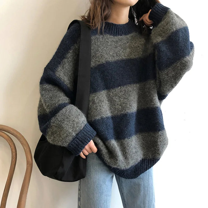 Pull Ample à Rayures pour Femmes