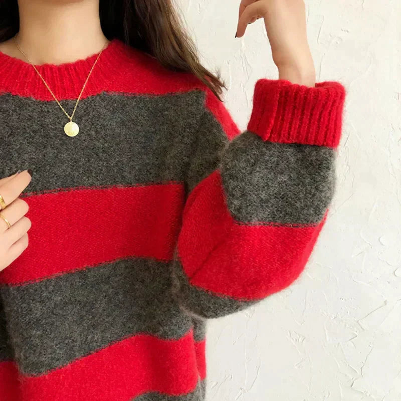 Pull Ample à Rayures pour Femmes