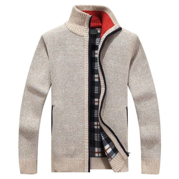 Paulo | Cardigan Zippé en Tricot pour Homme - Couleur Unie