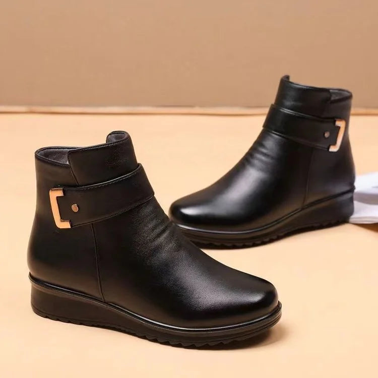 Manon | Bottines Orthopédiques en Laine Brillante avec Boucles Métalliques