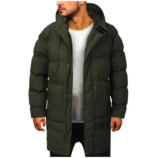 Marcel | Parka Longue pour Homme avec Capuche et Fermeture Zippée, Doublée et Matelassée