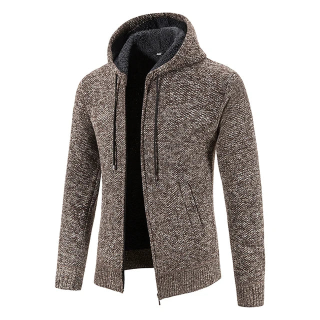 Richard | Cardigan Zippé Homme à Capuche & Coupe Slim Doublé en Polaire