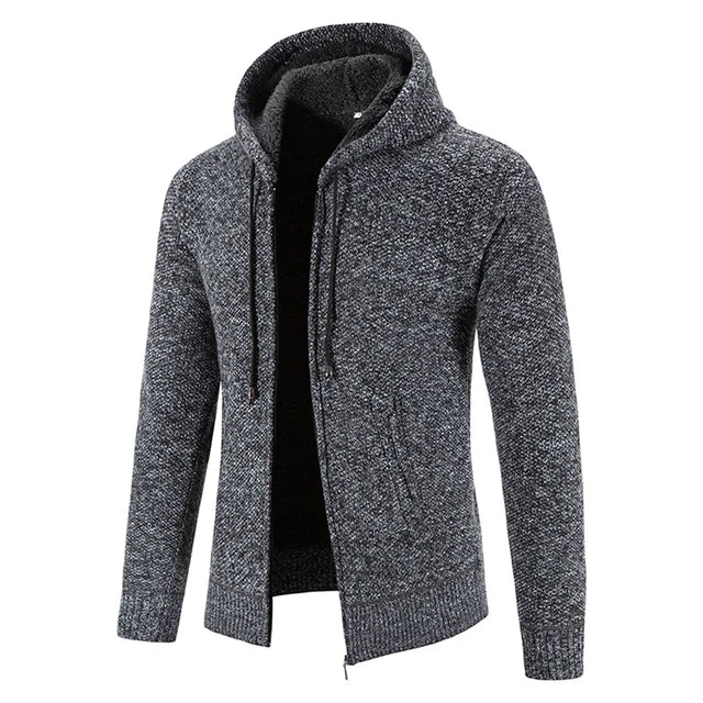 Richard | Cardigan Zippé Homme à Capuche & Coupe Slim Doublé en Polaire