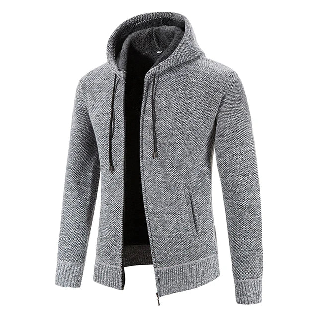 Richard | Cardigan Zippé Homme à Capuche & Coupe Slim Doublé en Polaire