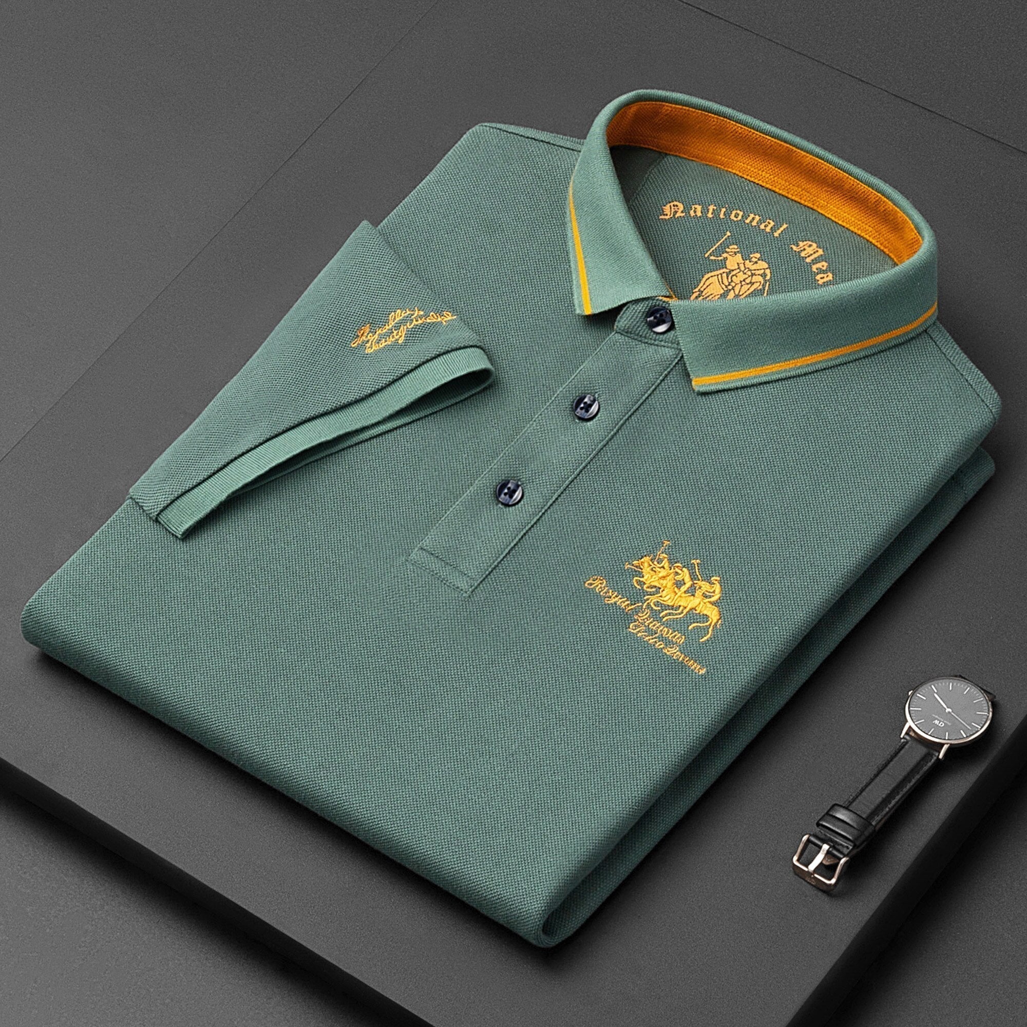 Polo Homme Signature Ajusté avec Couture