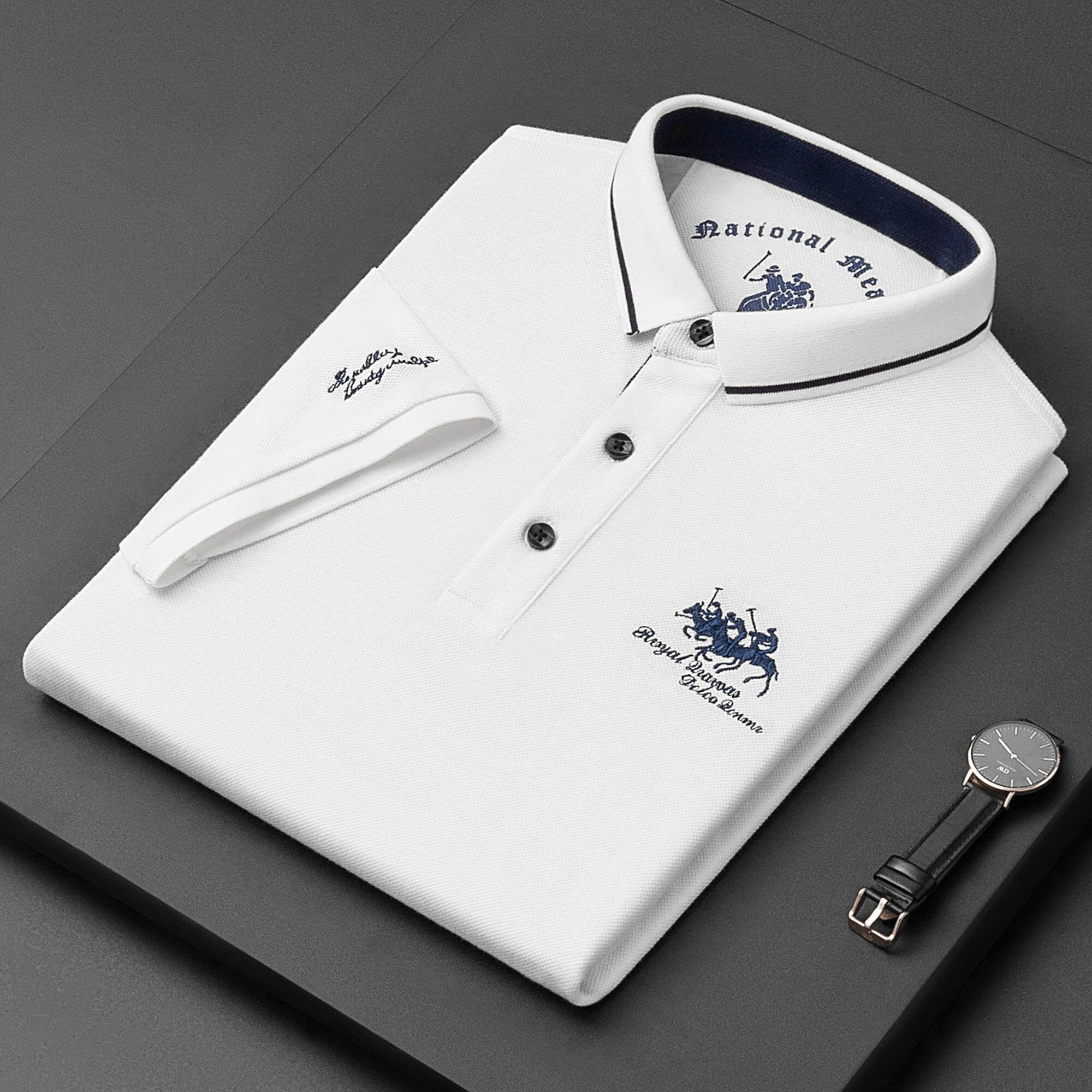 Polo Homme Signature Ajusté avec Couture