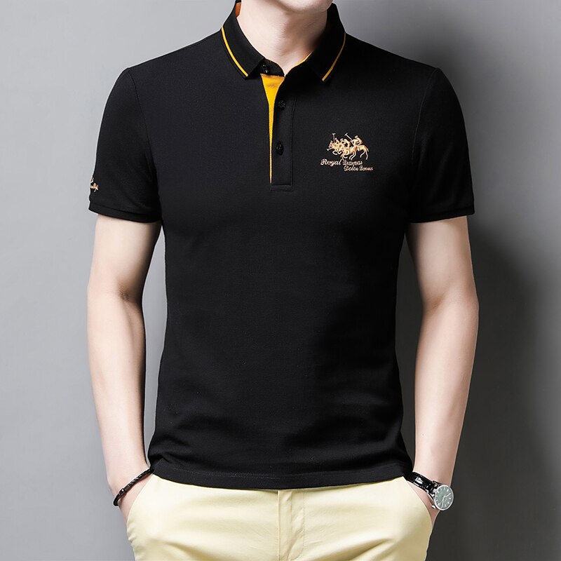 Polo Homme Signature Ajusté avec Couture