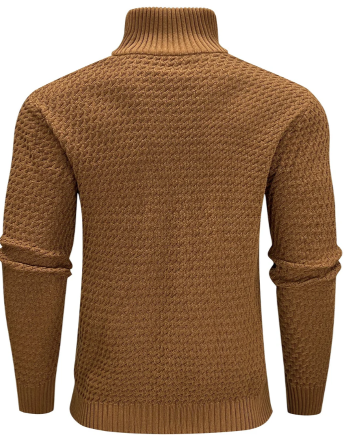 Pull à Col Roulé et Quart de Fermeture éclair pour Hommes